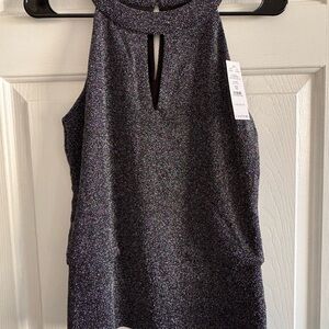 White House Black Market Sparkling Black Sleeveless Blouse